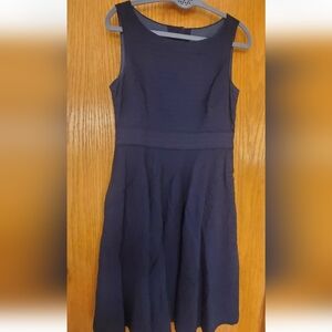 J. Crew Navy Blue Sleeveless Dress Cotton Seersucker Fit and flare 4